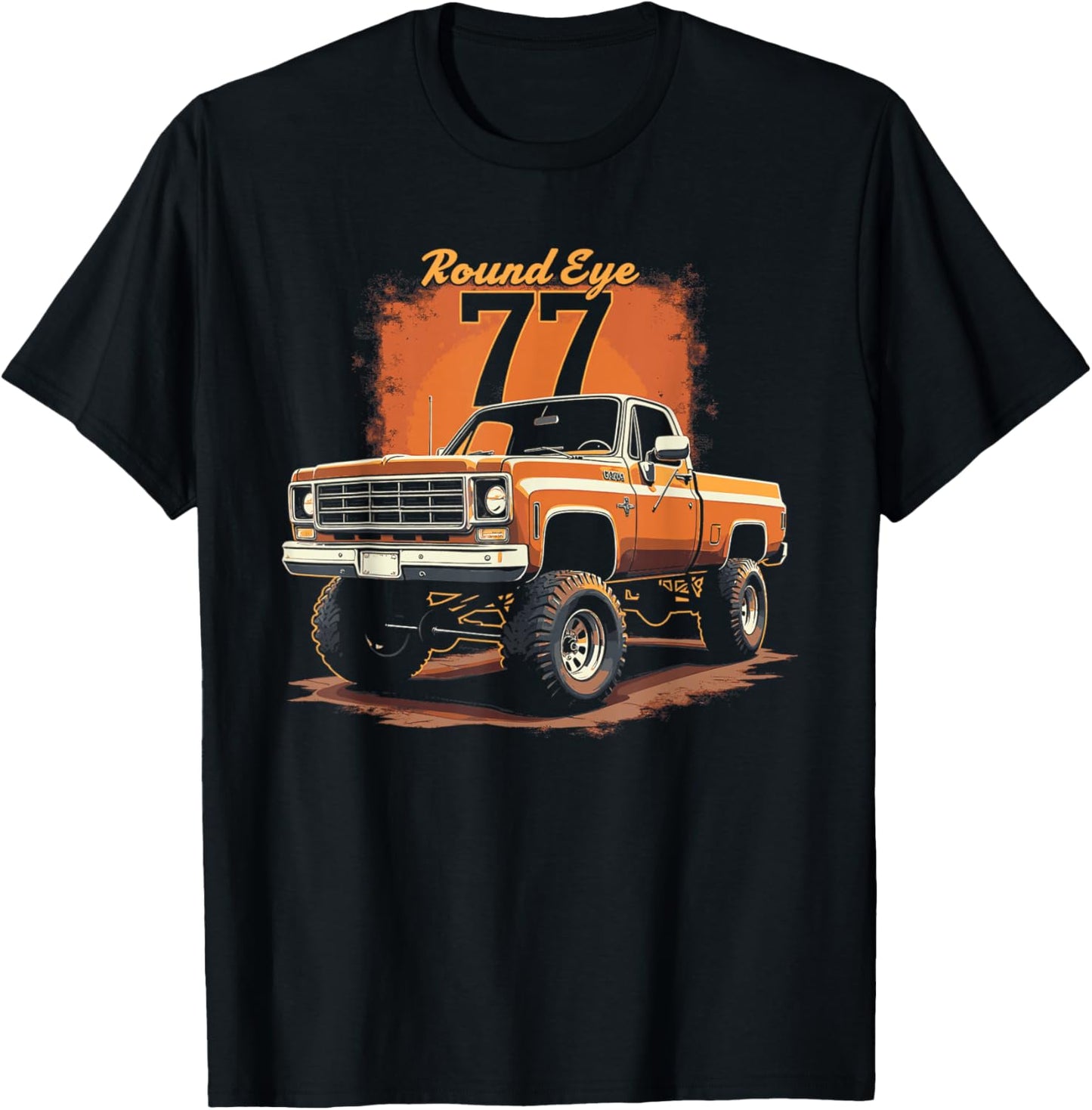 1977 Squarebody Truck Round Eyes K10 Square body 4x4 Truck T-Shirt - T-Shirt | Black