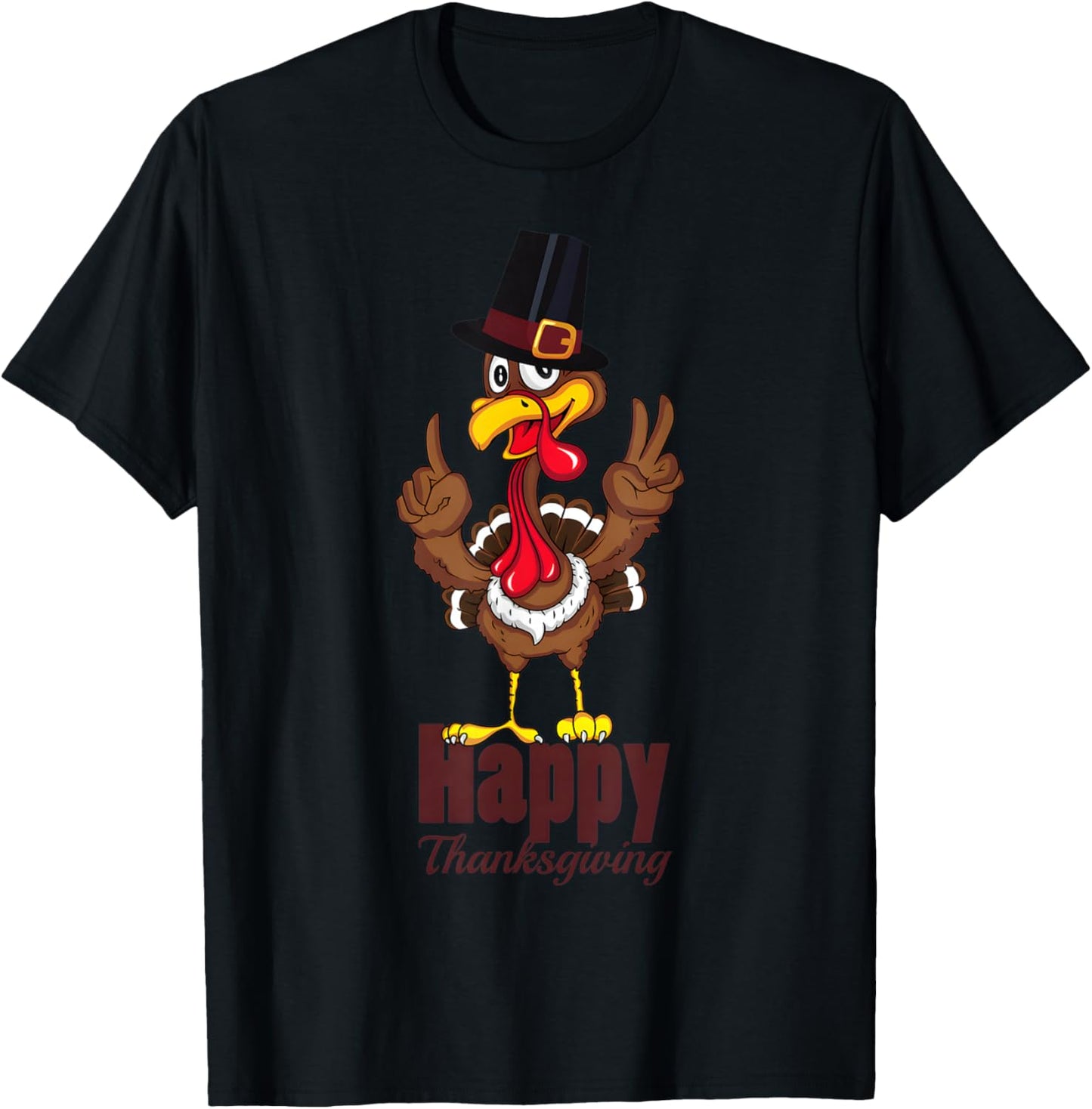 Happy Thanksgiving Funny Turkey Family Men Women Graphic T-Shirt - T-Shirt | Black