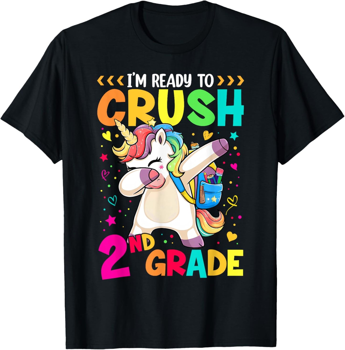 Crush 2nd Grade Dabbing Unicorn Back to School Girls Kids T-Shirt - T-Shirt | Black