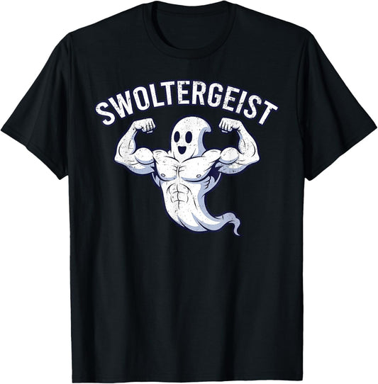 Halloween Bodybuilding Ghost Funny Swoltergeist Spooky Gym T-Shirt - T-Shirt | Black