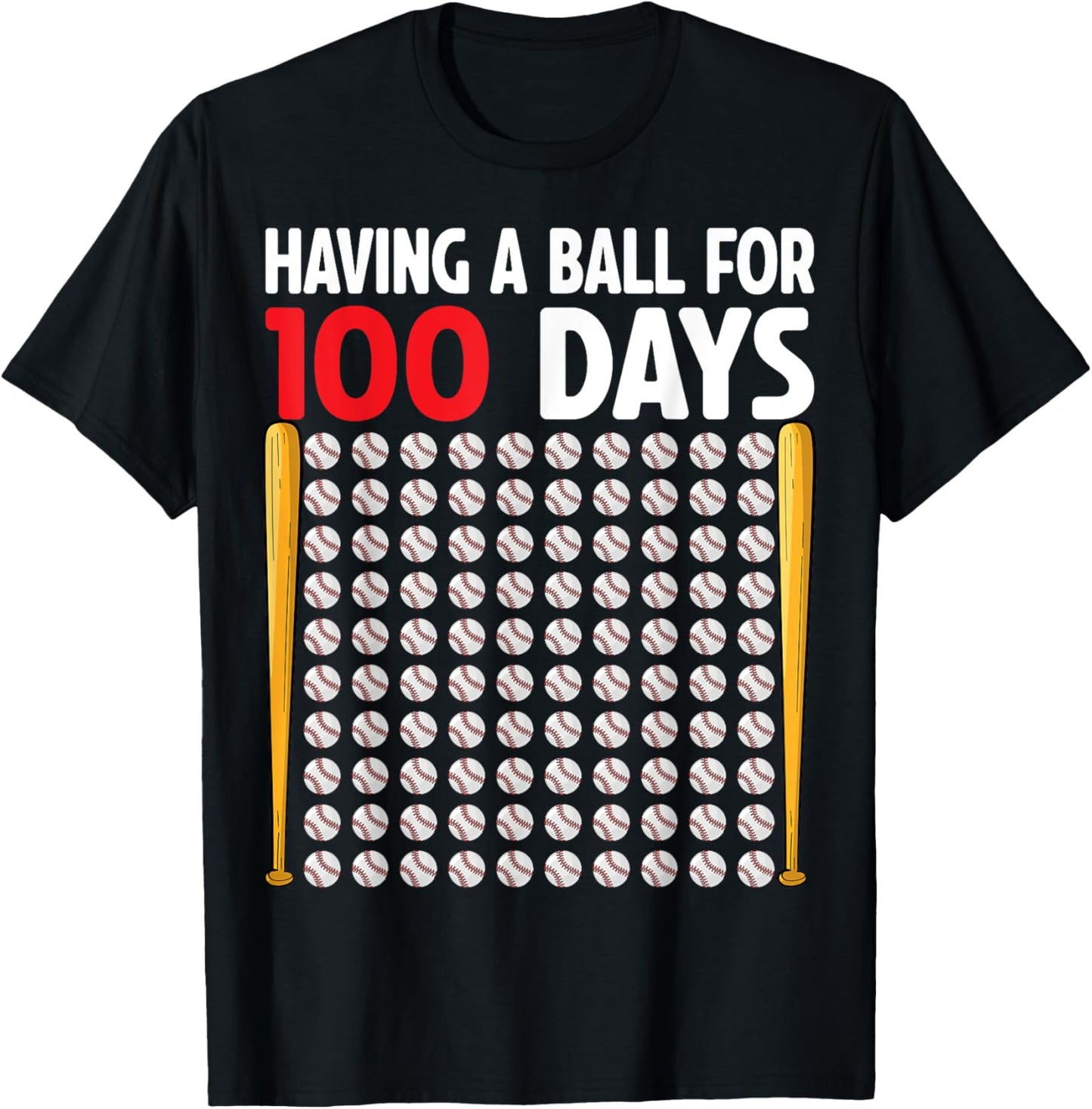 100 Days Of School Baseball Boys Kids 100th Day of School T-Shirt - T-Shirt | Black
