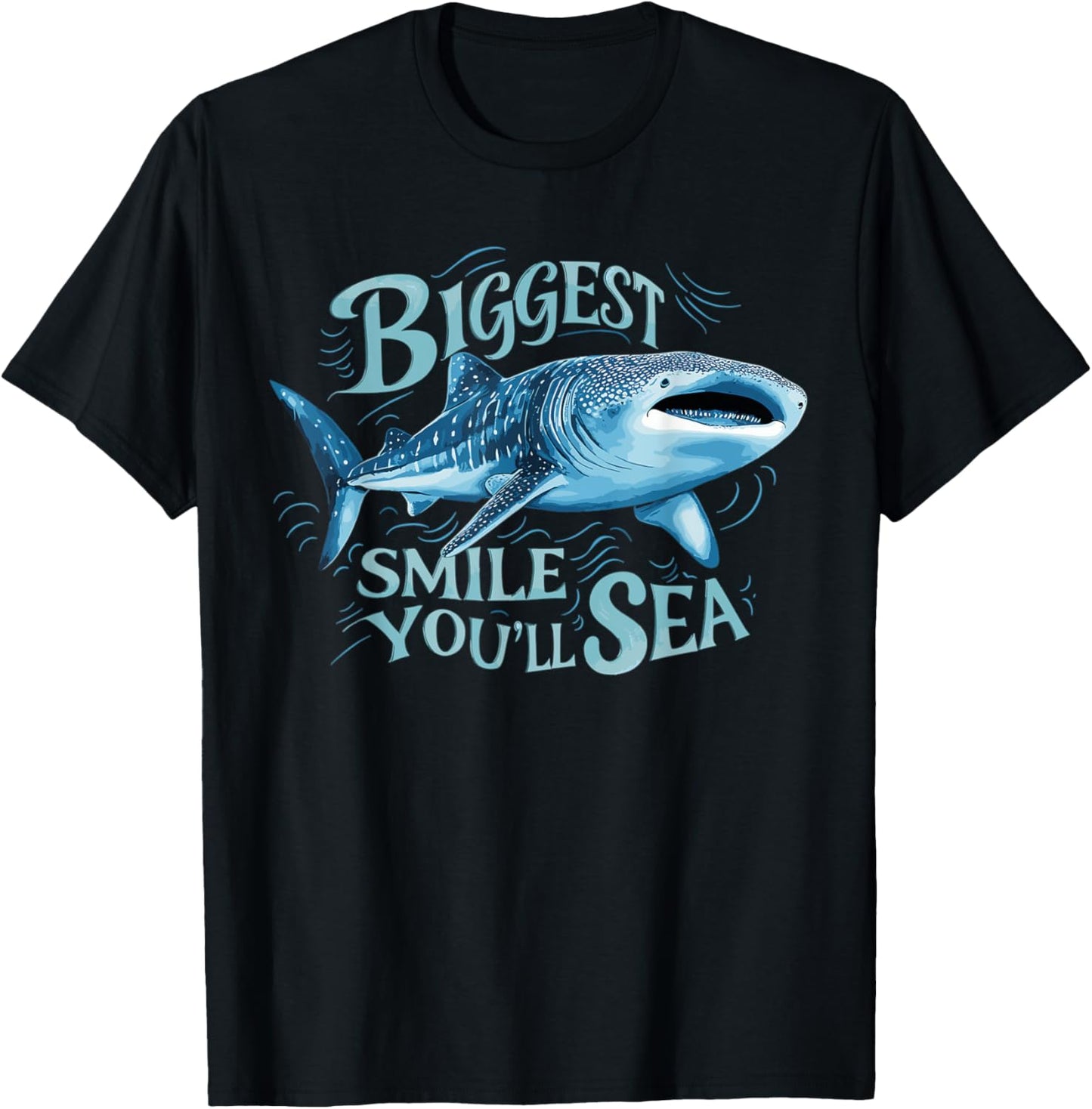 Funny Whale Shark Biggest Smile Pun T-Shirt - T-Shirt | Black