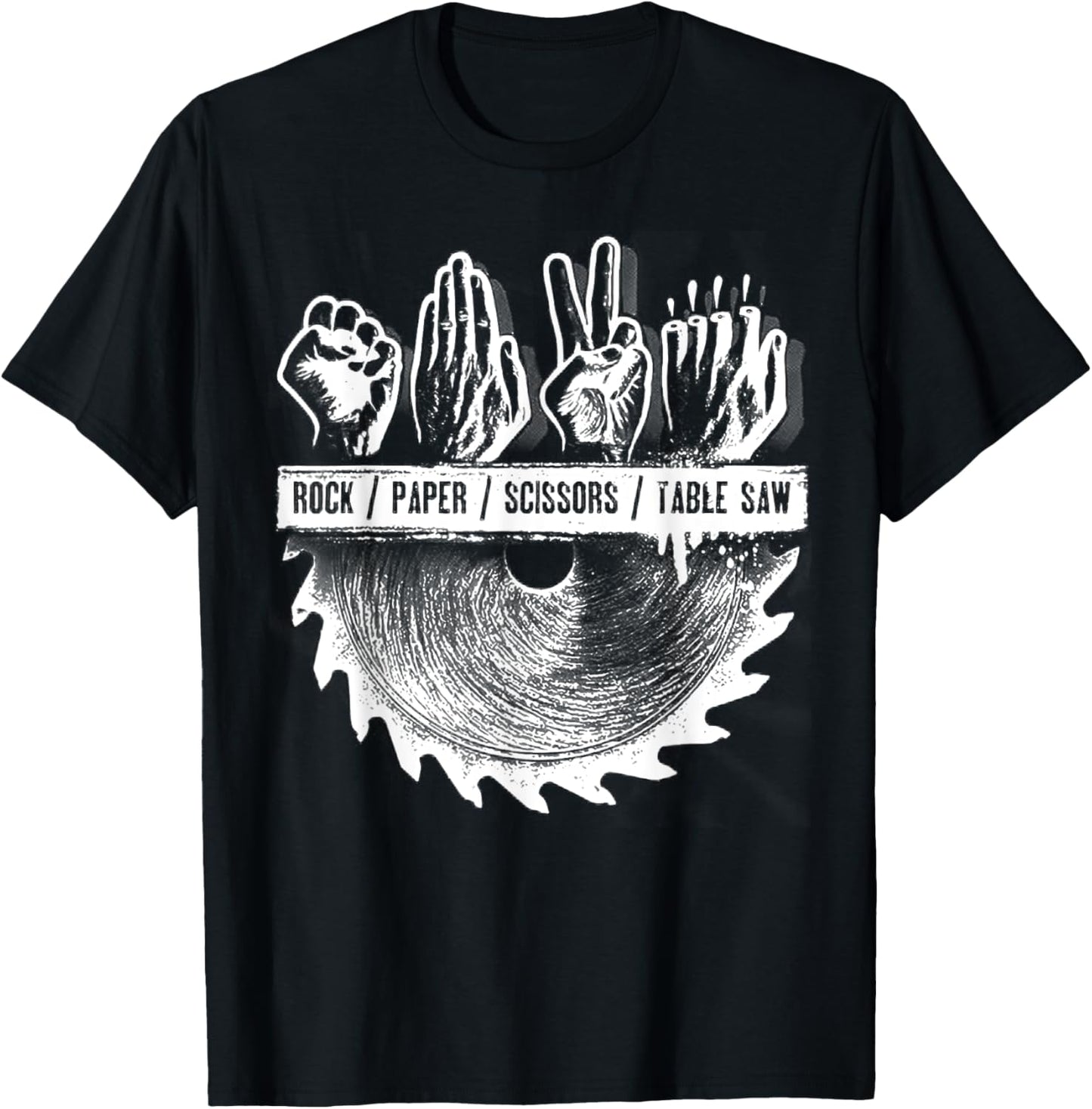 Rock Paper Scissors Table Saw T-Shirt - T-Shirt | Black