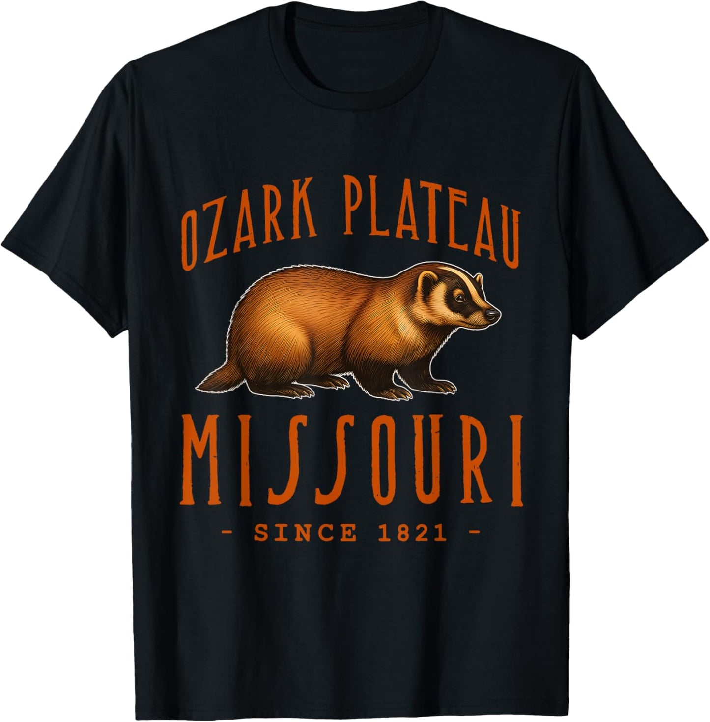 Ozark Plateau Missouri Badger Wildlife T-Shirt - T-Shirt | Black