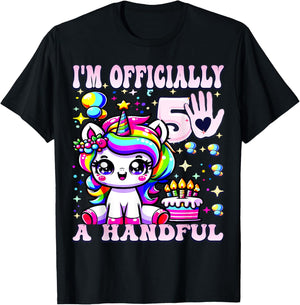 I'm Officially a Handful Birthday 5th Unicorn for girls T-Shirt - T-Shirt | Black