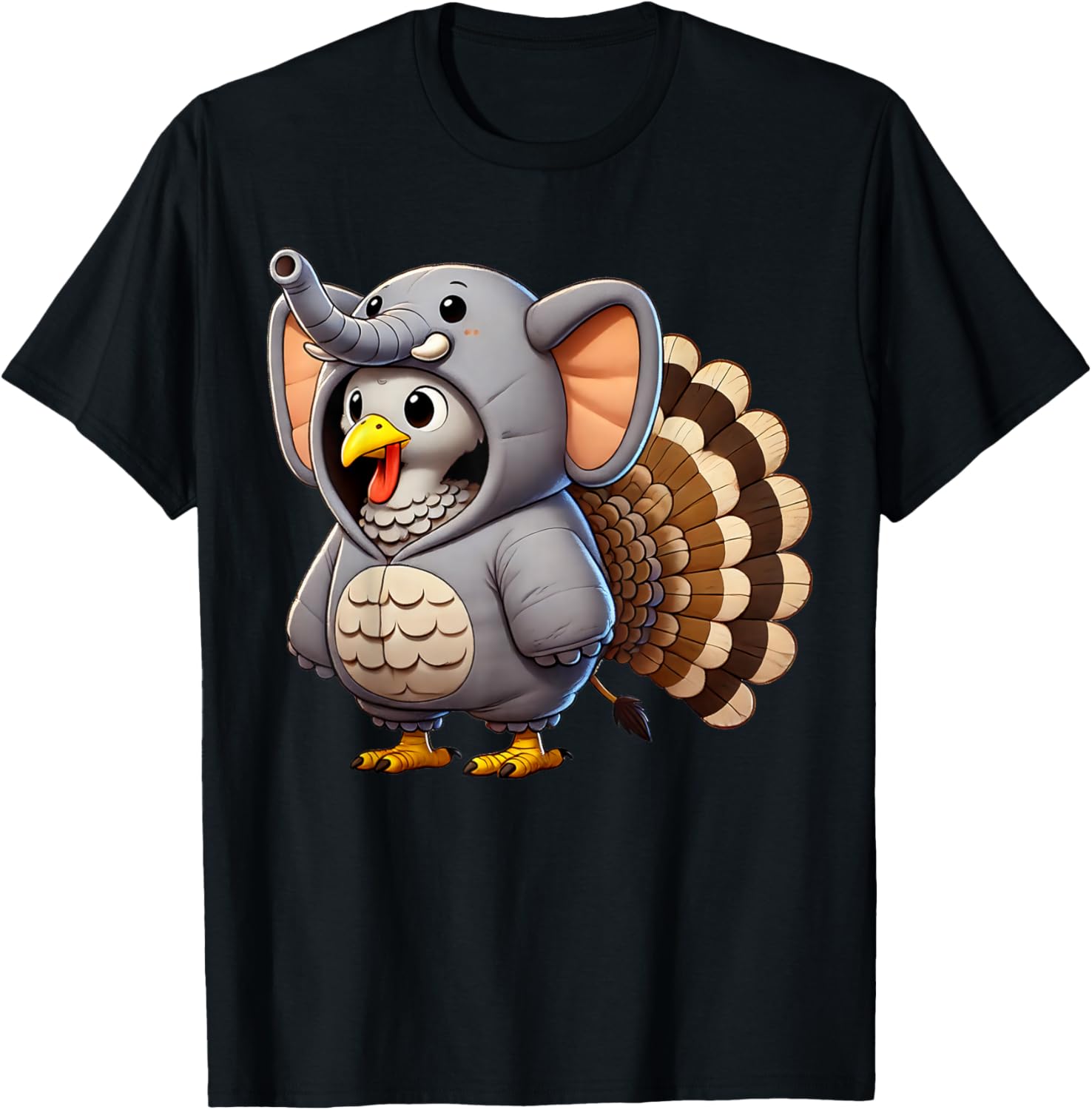 Turkey Elephant Costumed Turkey Day Funny Thanksgiving 2025 T-Shirt - T-Shirt | Black