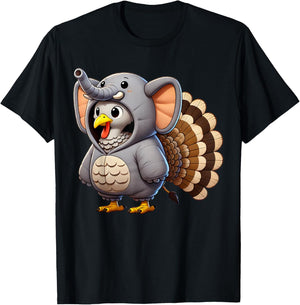 Turkey Elephant Costumed Turkey Day Funny Thanksgiving 2025 T-Shirt - T-Shirt | Black