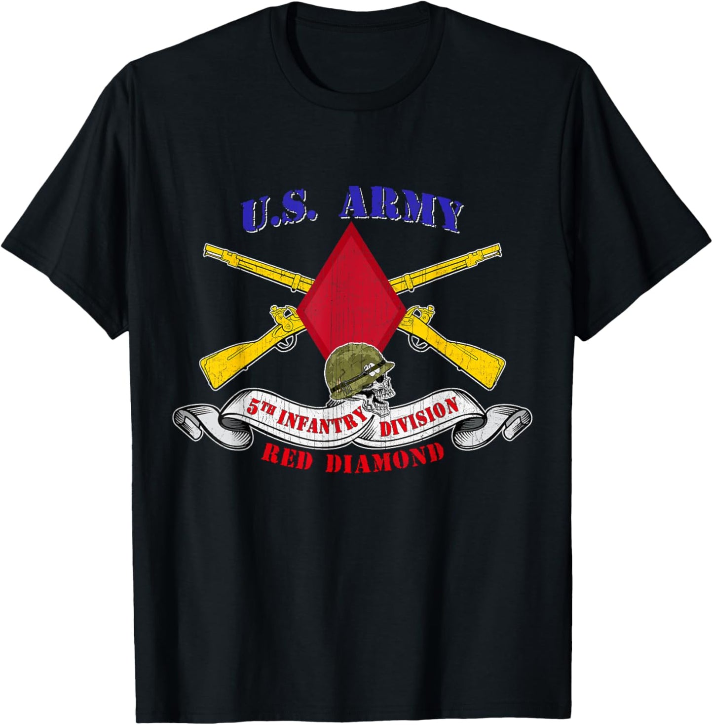 5th Infantry Division 5th ID Red Diamond Veteran Gifts T-Shirt - T-Shirt | Black