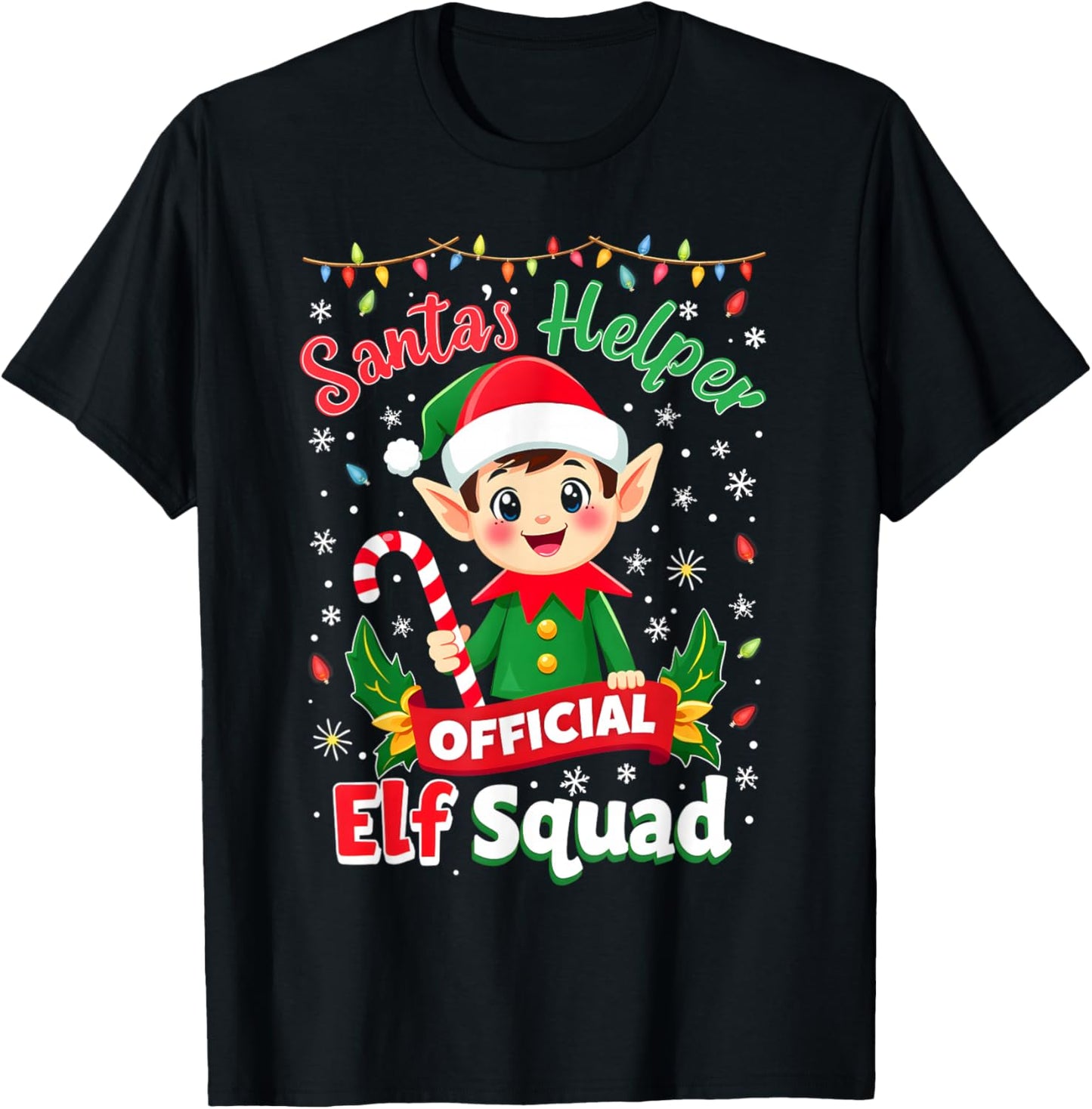 Elf Squad Santa's Holiday Helper Cute Elves Family Group T-Shirt - T-Shirt | Black