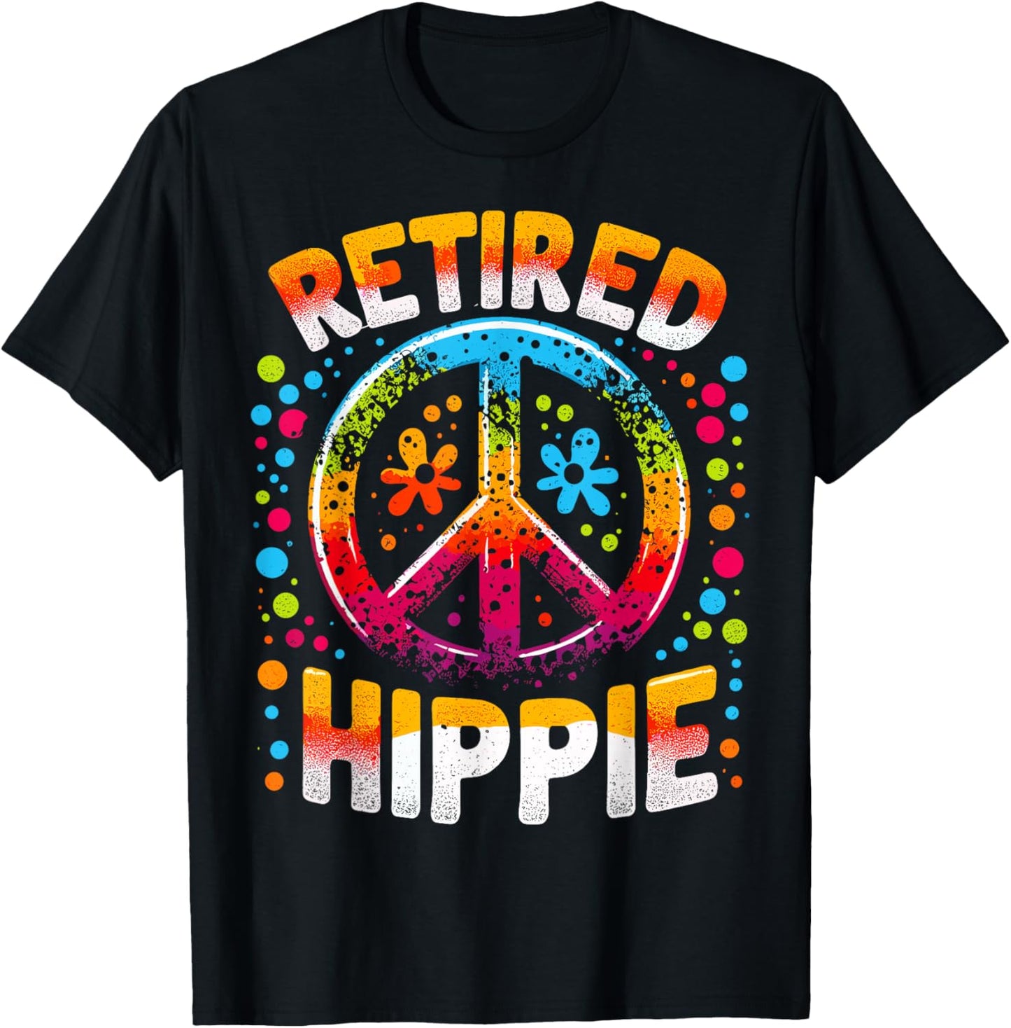 Peace Sign Retired Hippie T-Shirt - T-Shirt | Black