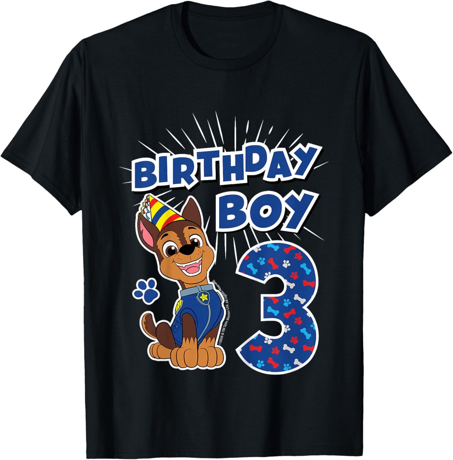 Kinder Offizielles Paw Patrol Merchandise Chase Birthday Boy Age 3 T-Shirt - T-Shirt | Black