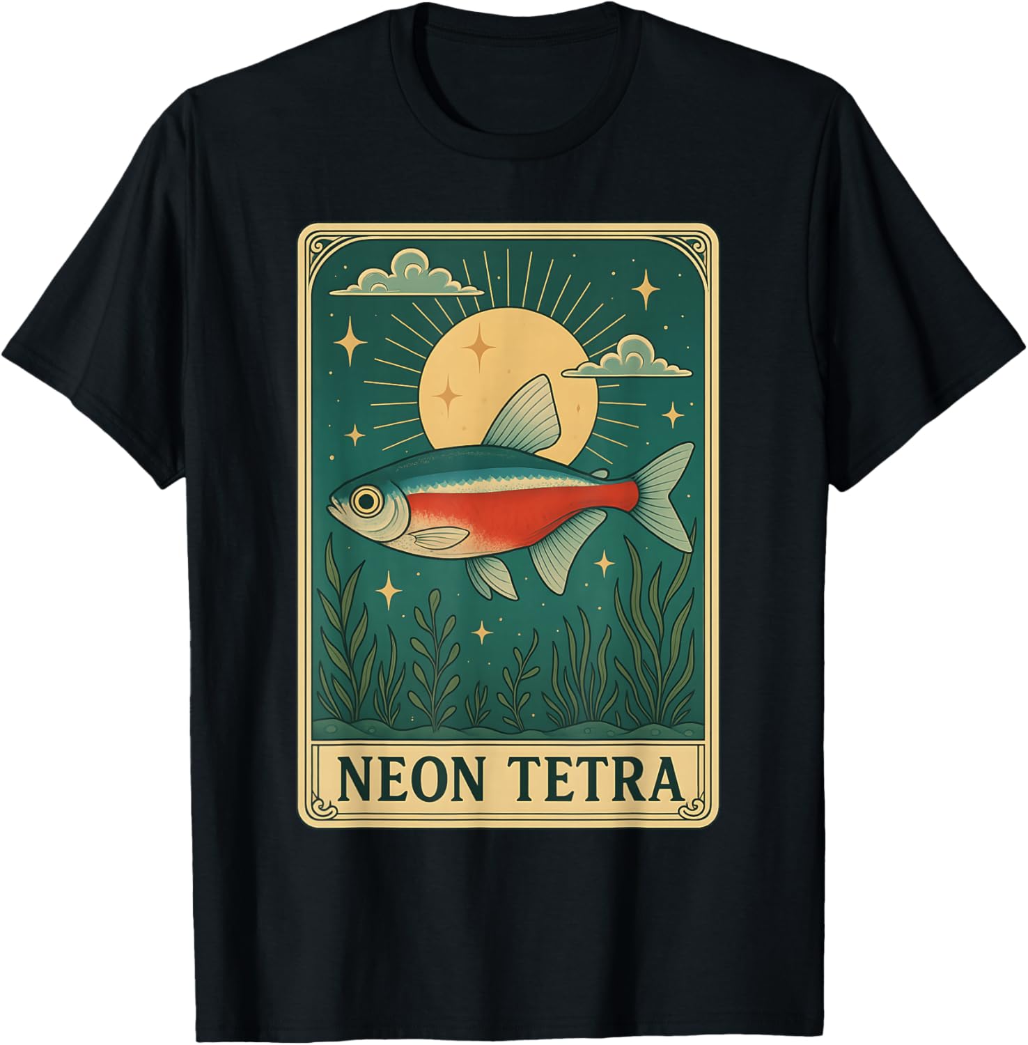 Neon Tetra Tarot Card T-Shirt - T-Shirt | Black