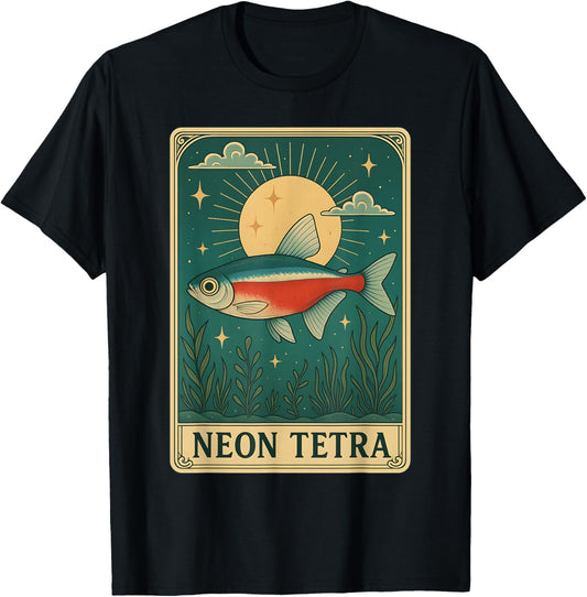 Neon Tetra Tarot Card T-Shirt - T-Shirt | Black