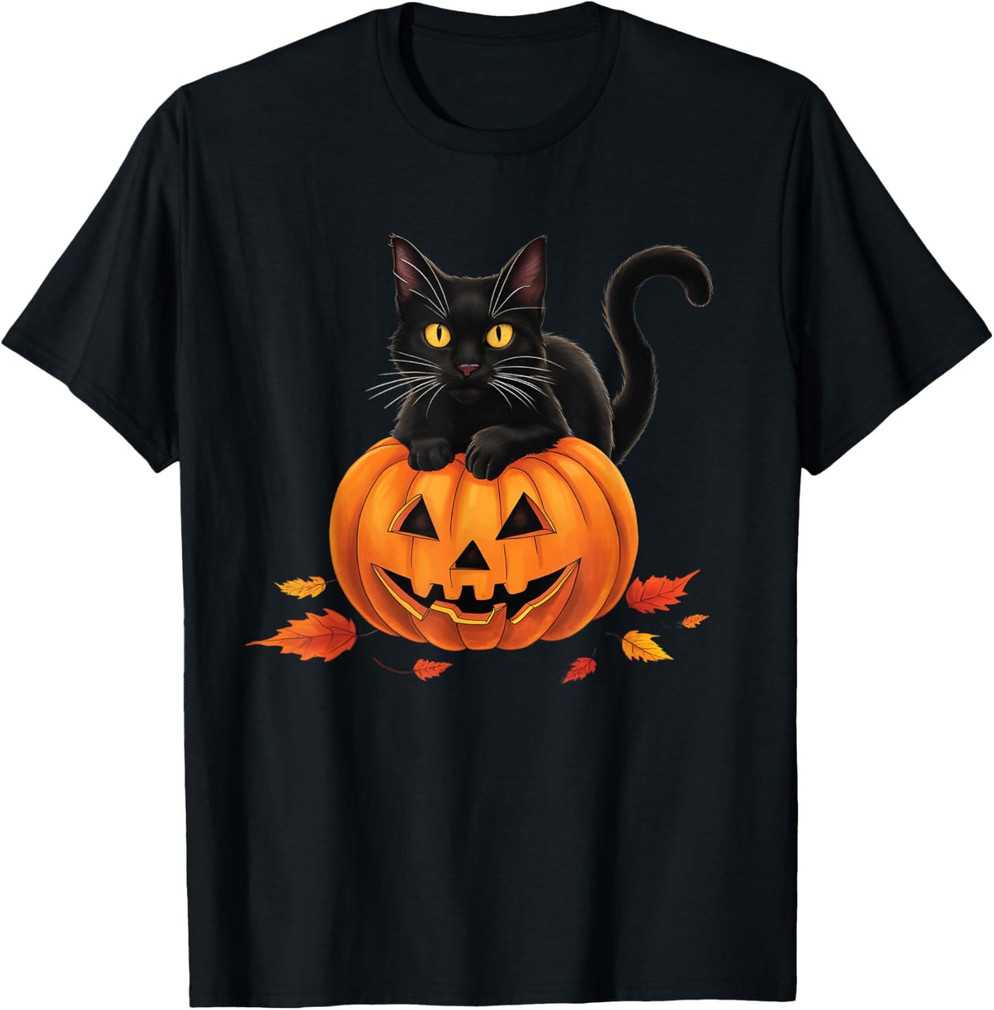 Cat Halloween Pumpkin Men Kids T-Shirt - T-Shirt | Black