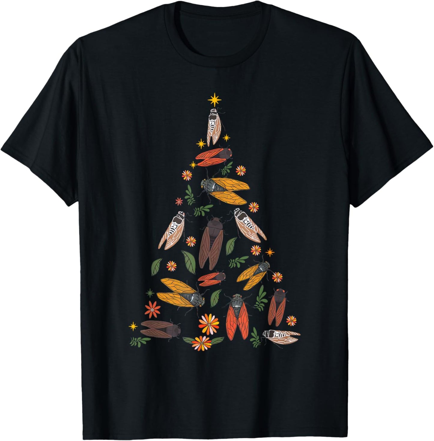 Cicada Christmas Tree Entomologist Bug Insect Nature Lover T-Shirt - T-Shirt | Black