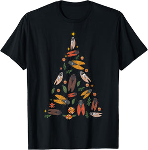 Cicada Christmas Tree Entomologist Bug Insect Nature Lover T-Shirt - T-Shirt | Black