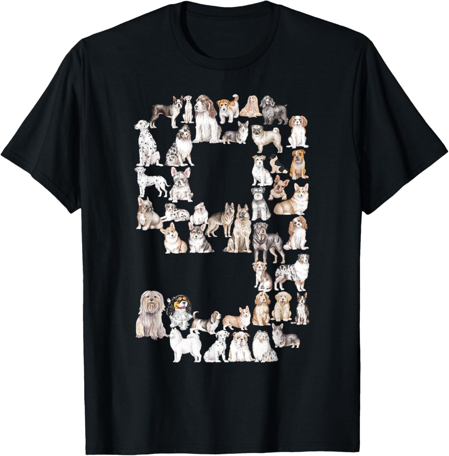 Fun 9th Birthday Boys Kids Girls Dog Lovers 9 Year Old T-Shirt - T-Shirt | Black