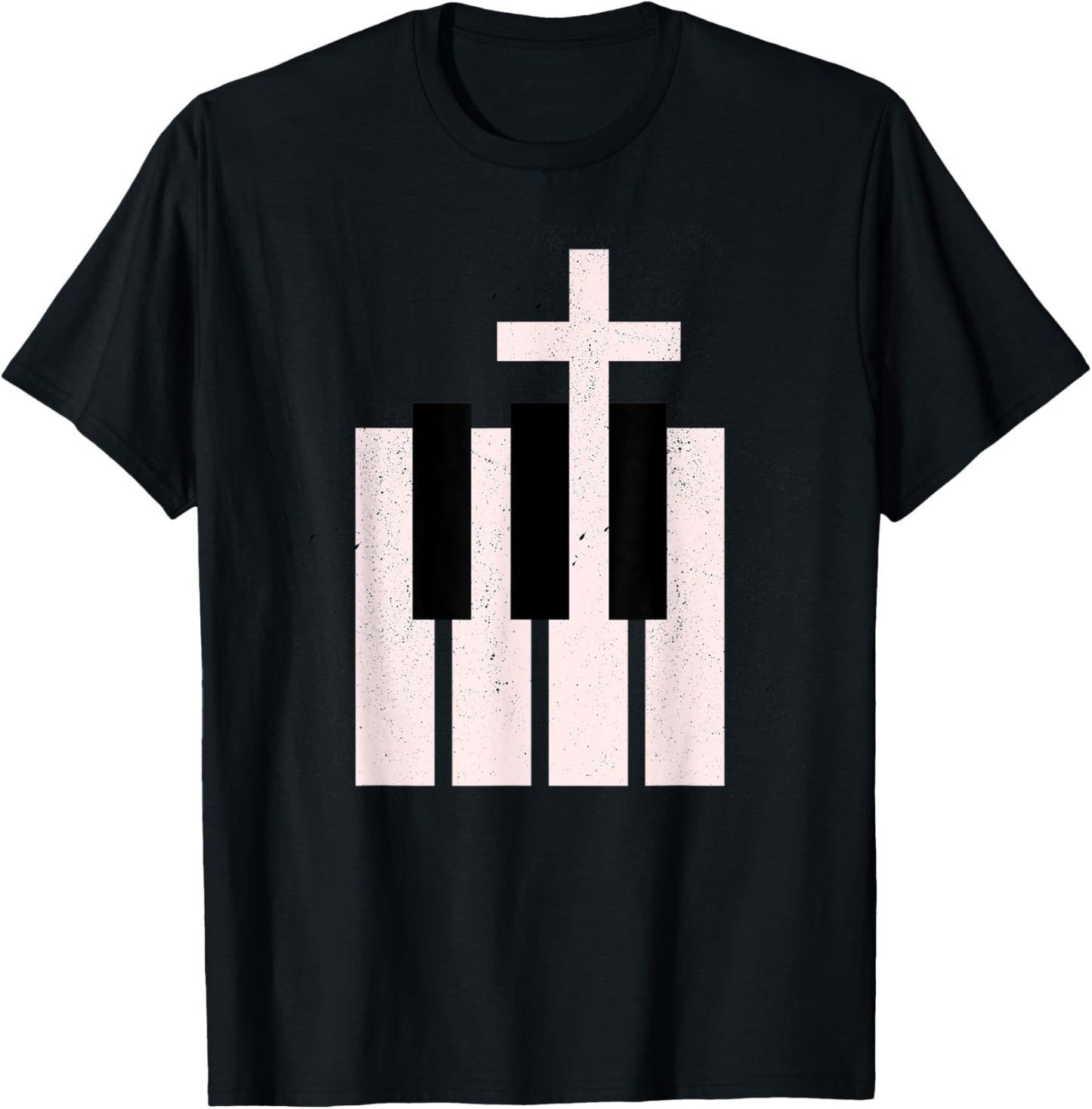 Worship Music Praise Band Christian Cross Piano T-Shirt - T-Shirt | Black