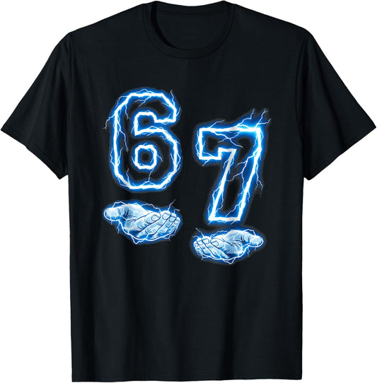 Six Seven 67 Meme - Funny Gen Alpha 6 7 T-Shirt - T-Shirt | Black