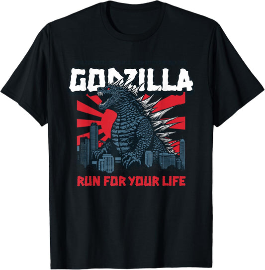 Monster Godzilla Run for Your Life T-Shirt - T-Shirt | Black