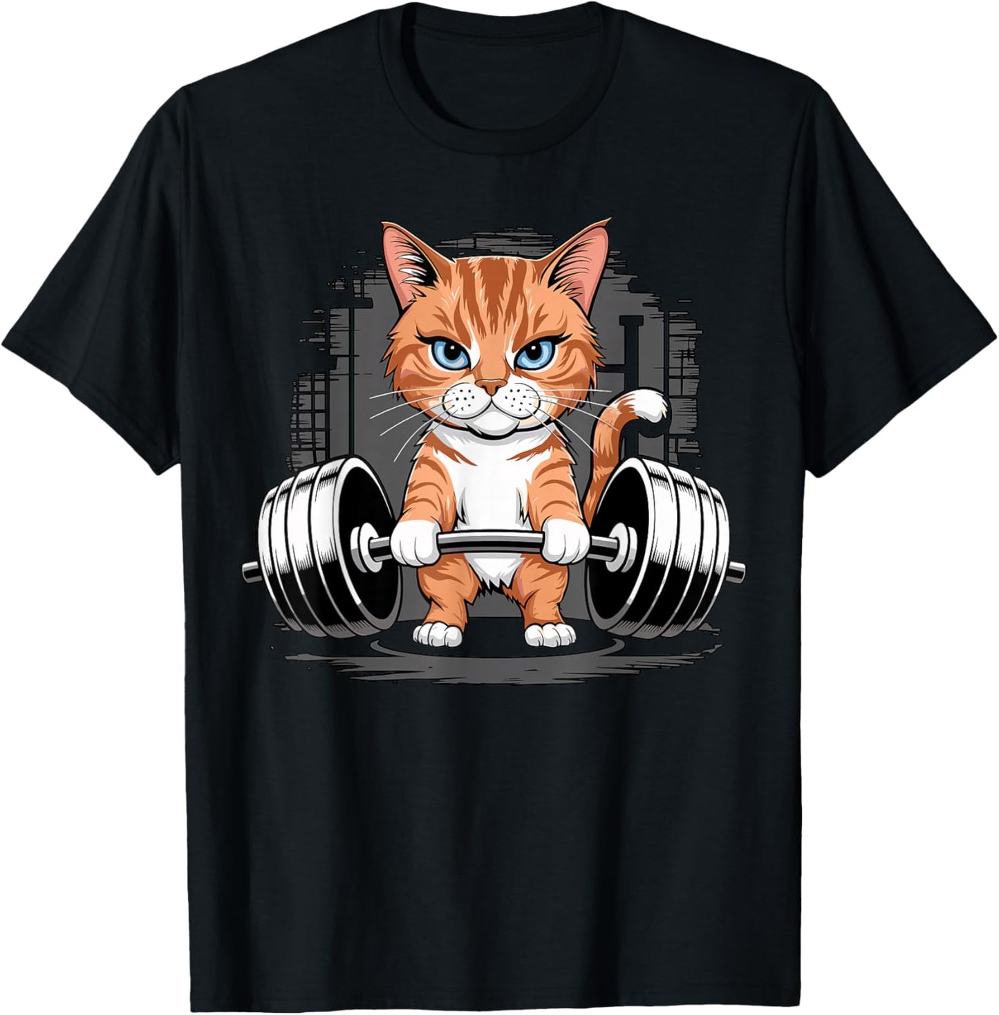 Orange Cat Bodybuilder Fitness Gym T-Shirt - T-Shirt | Black
