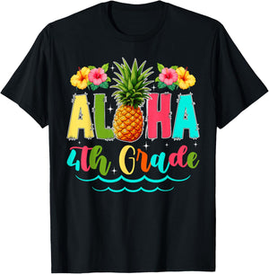 Funny Aloha 4th Grade First Day Of School Pineapple Kids T-Shirt - T-Shirt | Black