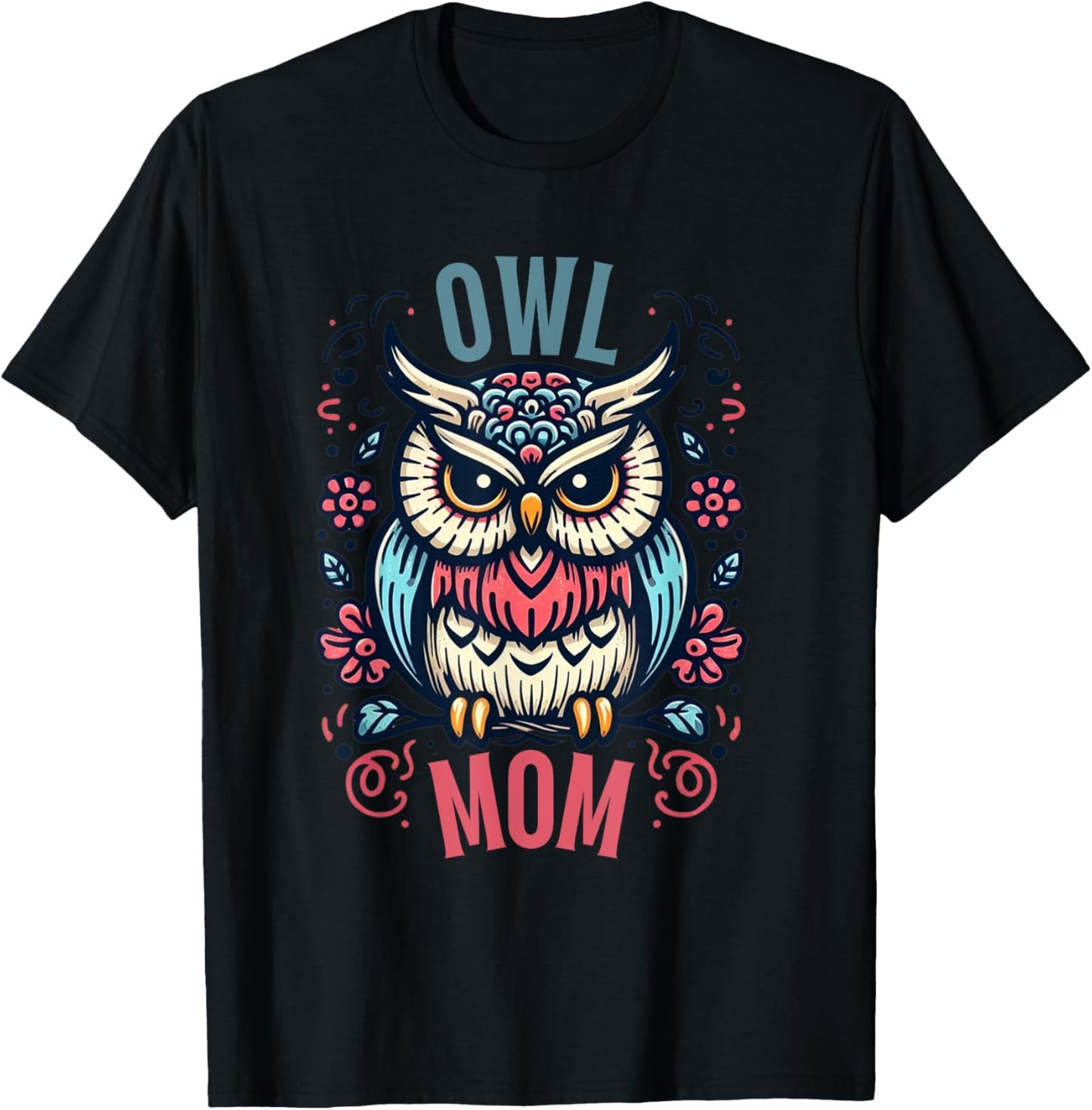 Owl Mom Shirt Nocturnal Bird Wildlife Owls Owl Lover T-Shirt - T-Shirt | Black