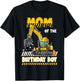 Mom Of The Birthday Boy Construction Excavator Family T-Shirt - T-Shirt | Black