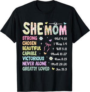 She Is Mom Christian Mother's Day Jesus Mama Religious Women T-Shirt - T-Shirt | Black
