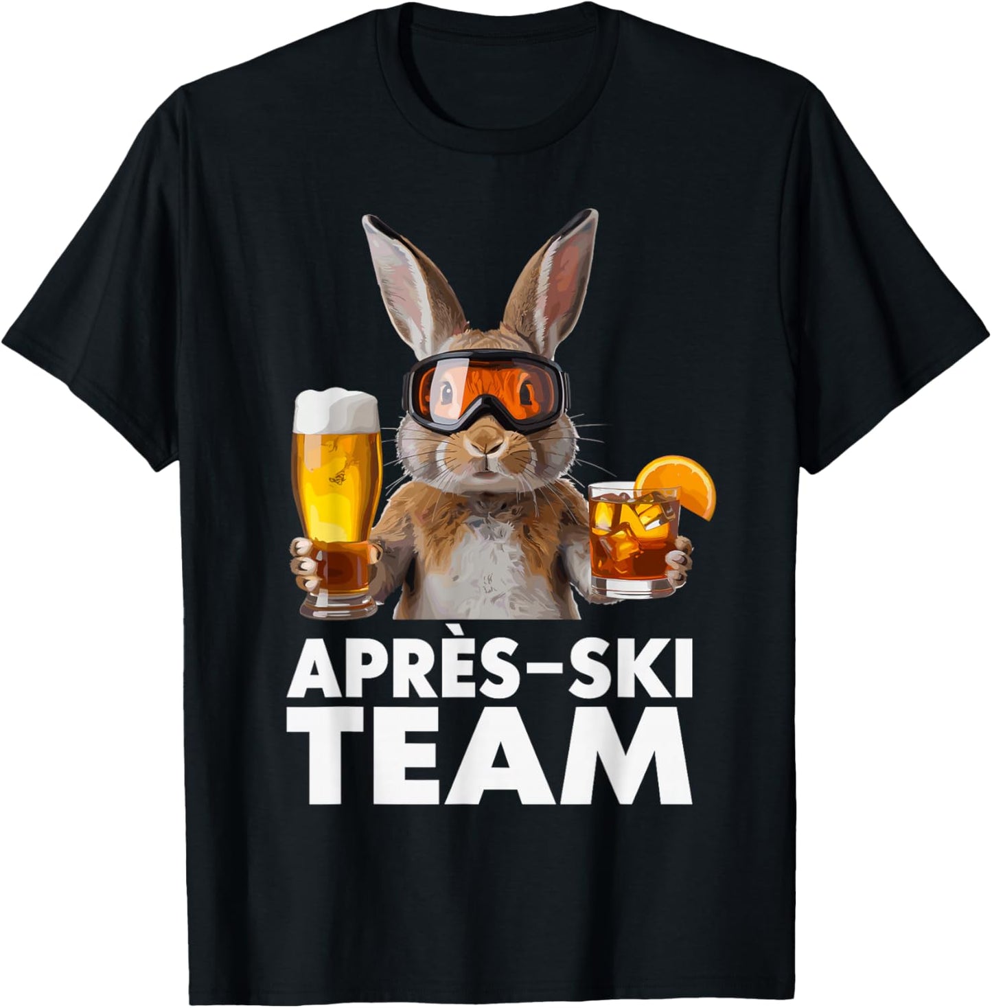 Après Ski Team Rabbit Skiing Beer Cocktail Party T-Shirt - T-Shirt | Black