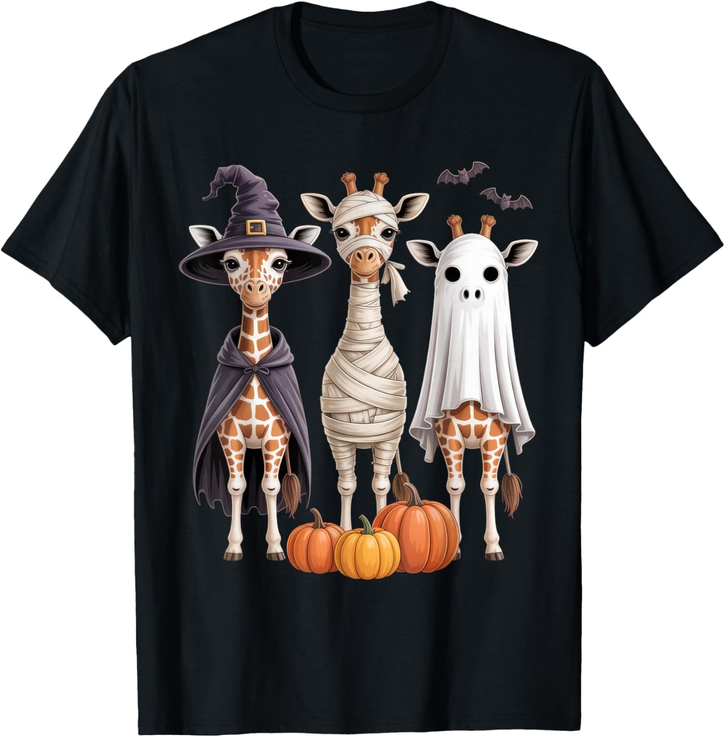 Halloween Giraffe Trio Costume Fun for Animal Lovers T-Shirt - T-Shirt | Black