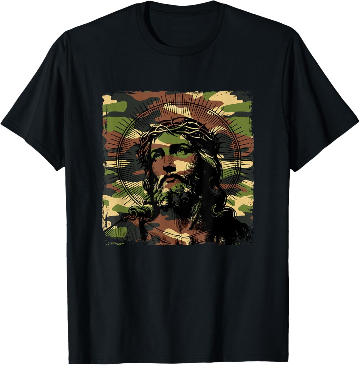 Jesus Camo Camouflage Christian Bible Faith Hunting Church T-Shirt - T-Shirt | Black
