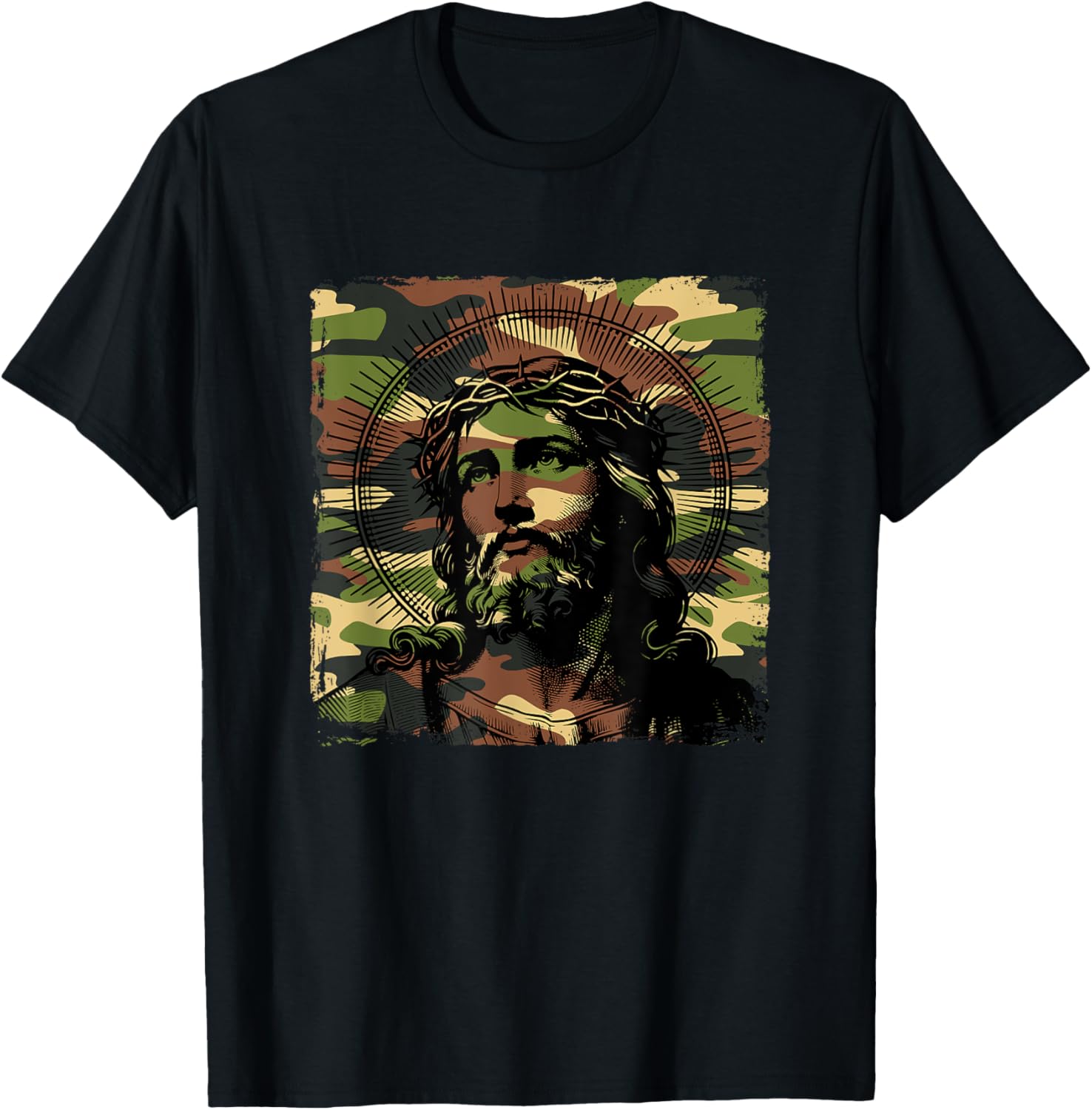 Jesus Camo Camouflage Christian Bible Faith Hunting Church T-Shirt - T-Shirt | Black