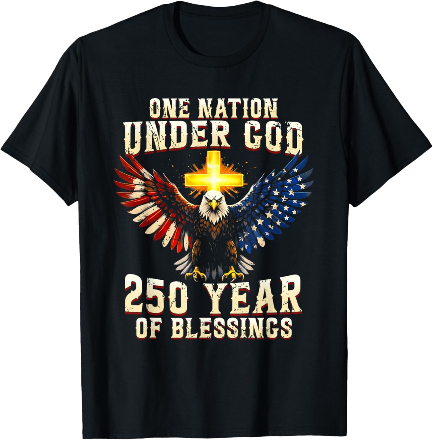 One Nation Under God 250 Years 250th Anniversary USA Men T-Shirt - T-Shirt | Black