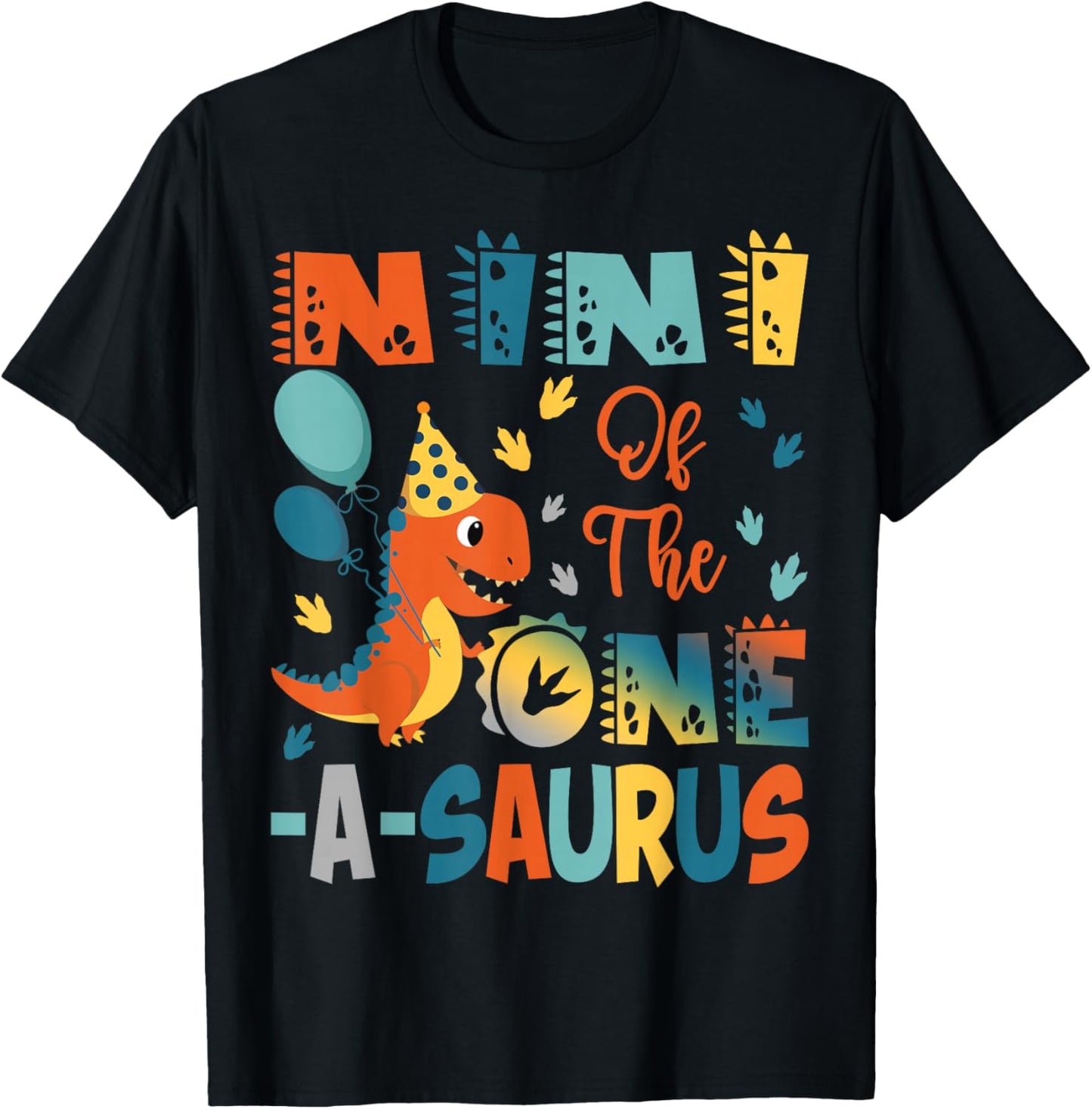 Nini Of The One-A-Saurus 2Nd Birthday Dinosaur Party T-Shirt - T-Shirt | Black