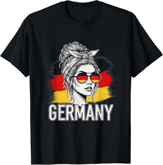 Deutsches Mädchen Frau Flagge Deutschland Fan Trikot T-Shirt - T-Shirt | Black