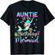 Auntie Of The Birthday Mermaid Funny Matching Family Party T-Shirt - T-Shirt | Black