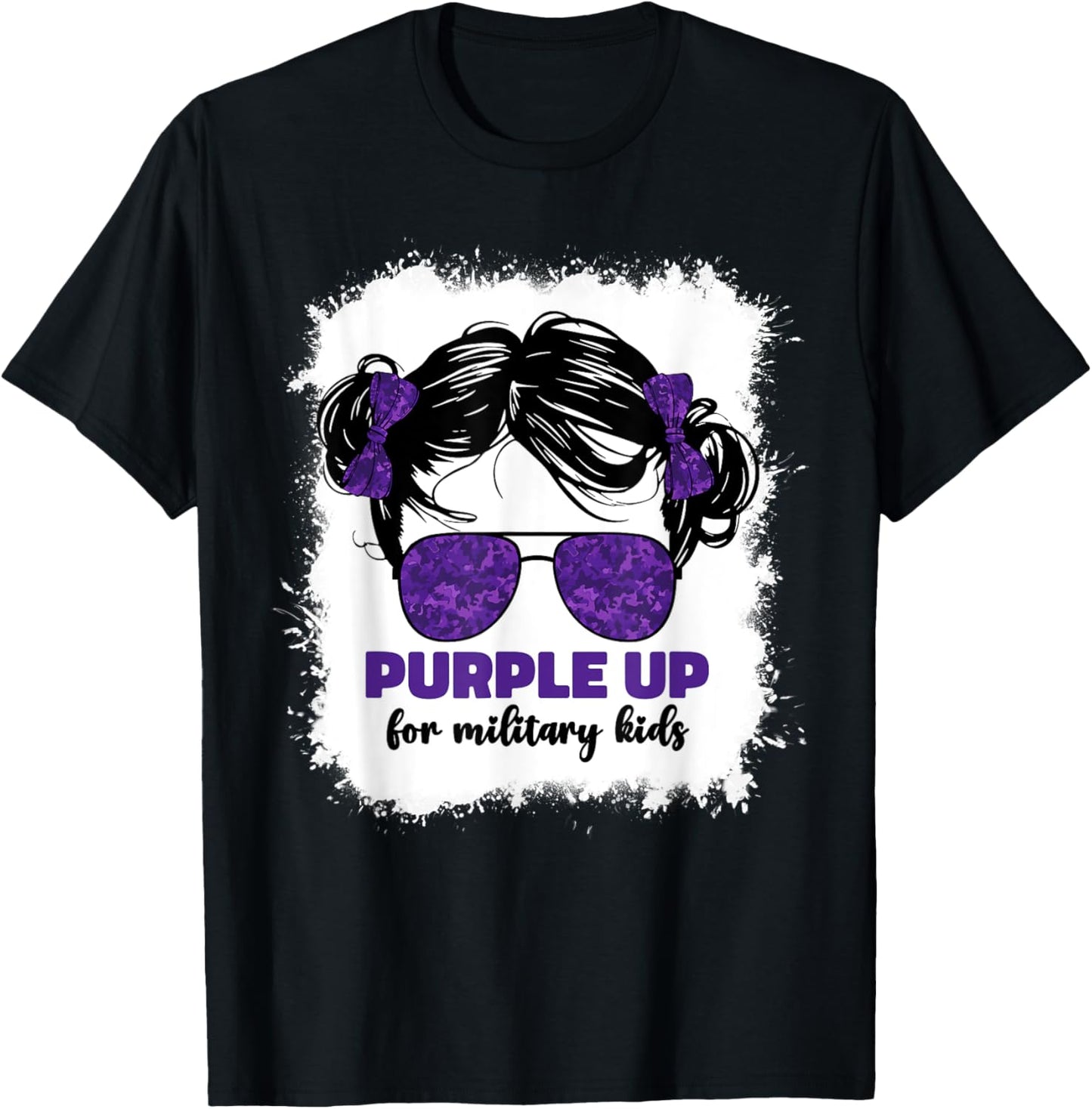 Purple Up For Military Kids Girls Month Of Military Child T-Shirt - T-Shirt | Black