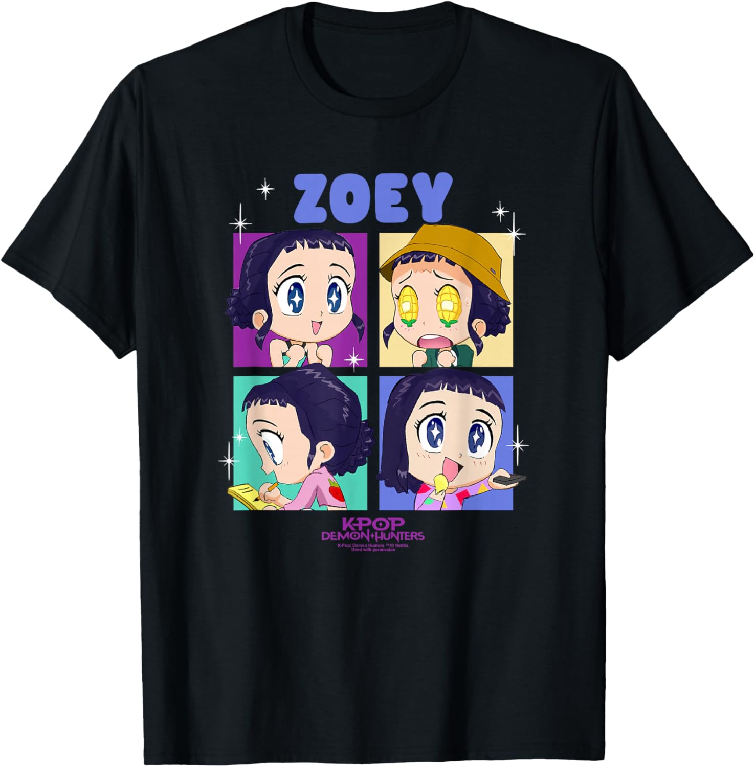 Kpop Demon Hunters Zoey Chibi Officially Licensed T-Shirt - T-Shirt | Black
