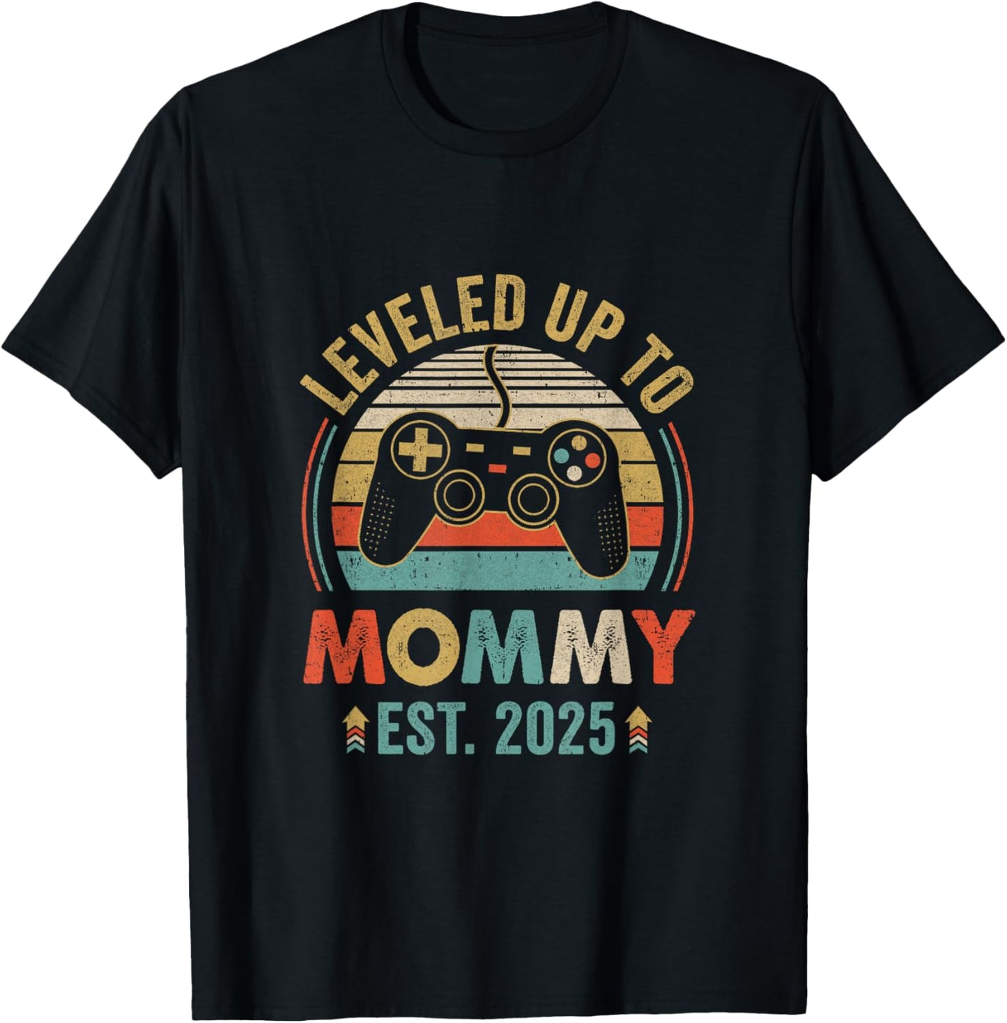 Leveled Up To Mommy 2025 Video Game Promoted To Mommy T-Shirt - T-Shirt | Black