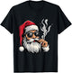 Cool Santa Smoking Cigar Funny Holiday Christmas Design T-Shirt - T-Shirt | Black