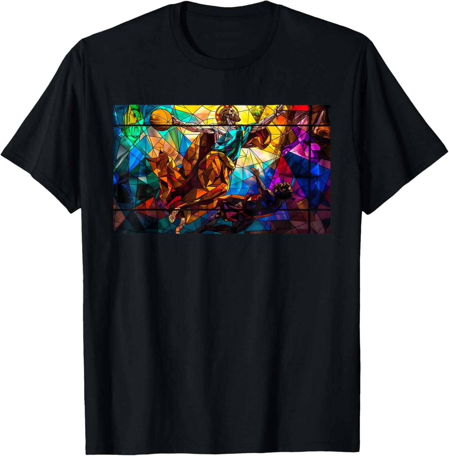 Funny Jesus Dunking Over The Devil Christian T-Shirt - T-Shirt | Black