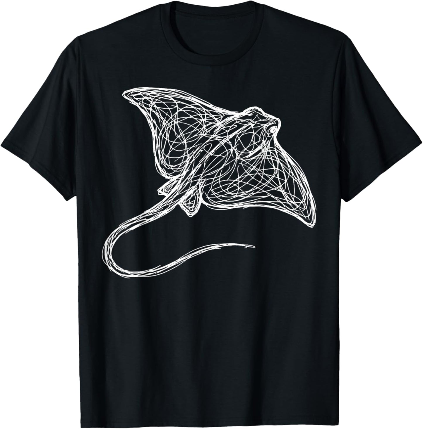 Stingray Line Art Sting Ray Scuba Diver Snorkeler T-Shirt - T-Shirt | Black