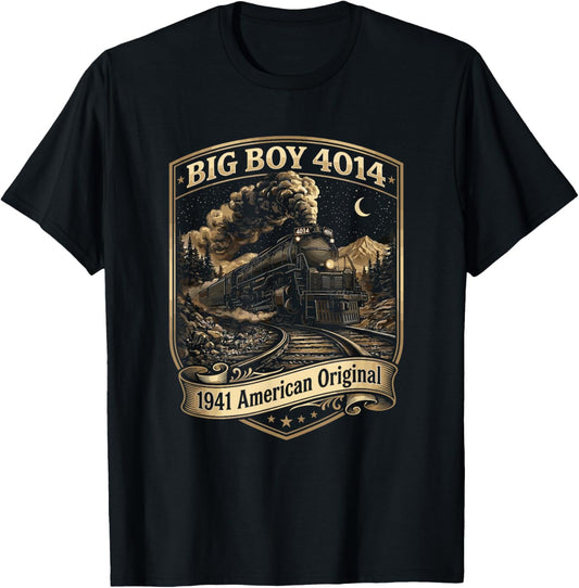 Big Boy 4014 Train Engineer Steam Train Conductor American T-Shirt - T-Shirt | Black