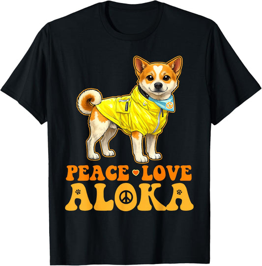 Peace Love Aloka The Peace Dog Women Kids T-Shirt - T-Shirt | Black