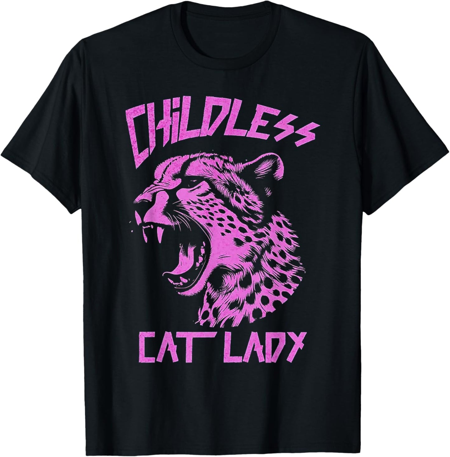 Leopard Childless Cat Lady T-Shirt - T-Shirt | Black