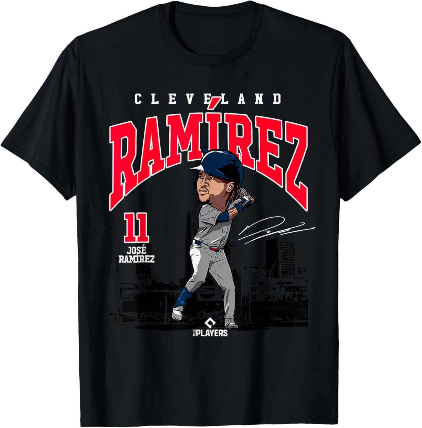 José Ramírez | Cleveland Baseball MLB Players | MLBJRAM4030 T-Shirt - T-Shirt | Black