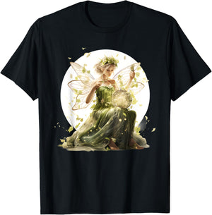 Enchanted Forest Fairy Mystical Butterfly & Floral T-Shirt - T-Shirt | Black