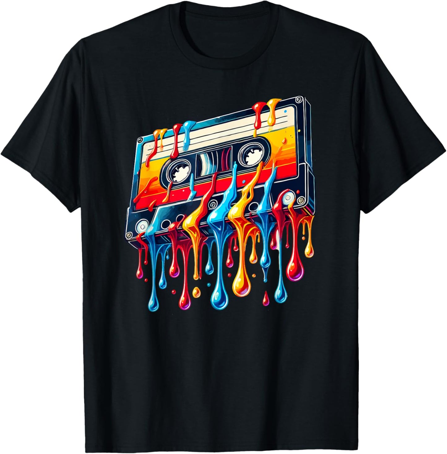 80s 90s Retro Party Costume Nostalgia Cassette T-Shirt - T-Shirt | Black
