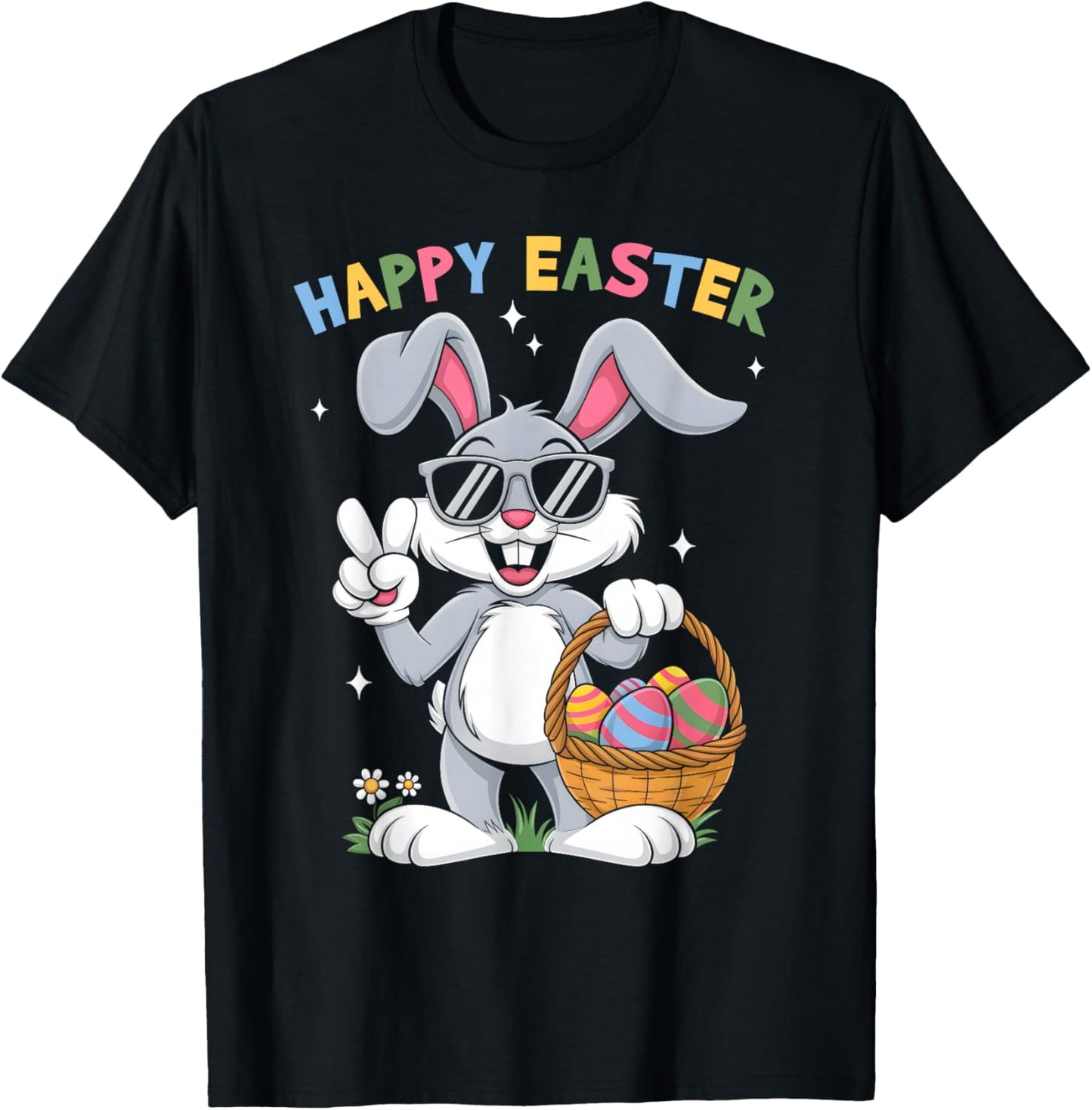 Funny Easter Bunny Easter Basket Easter Outfit Eggs Bunny T-Shirt - T-Shirt | Black